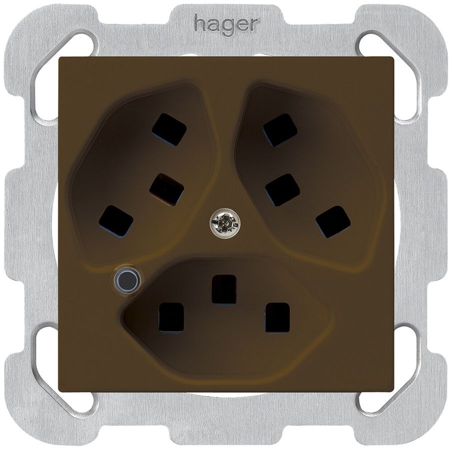 Presa INC Hager kallysto 3×T23 illuminato B marrone
