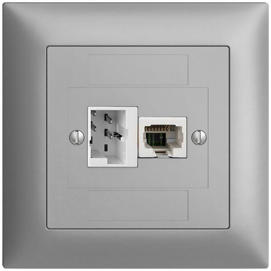 Scatola INC 1×TT,1×RJ45/u 4P EDIZIOdue ITplus ITM silver