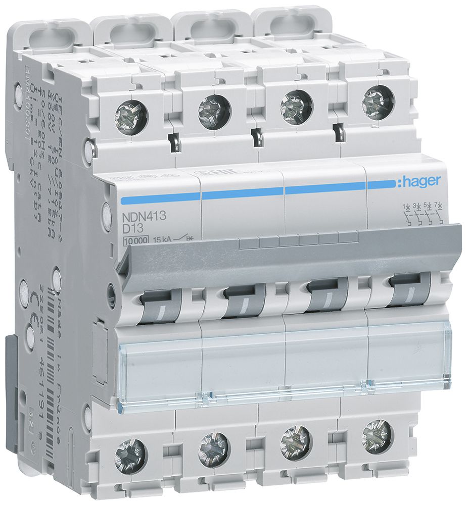 Disgiuntore Hager MCB 4P 415V tipo D 13A 4UM