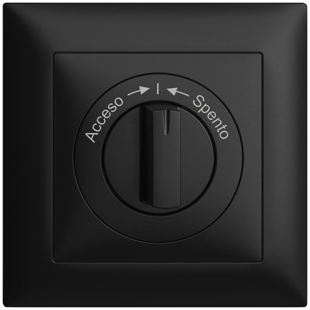 Frontset EDIZIOdue Acceso->I<-Spento schwarz 88×88mm für Schwenktaster