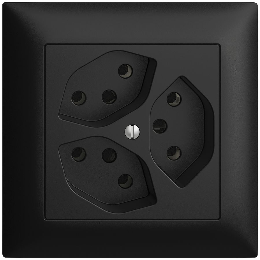 UP-Steckdose EDIZIOdue 3×T13 3×S schwarz