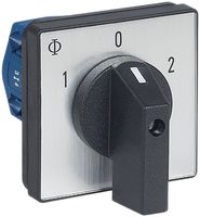 EB-Drehschalter K&N, 25A/690V 2/3L, Griff sz, 64×64mm, Ø9mm, "1-0-2"