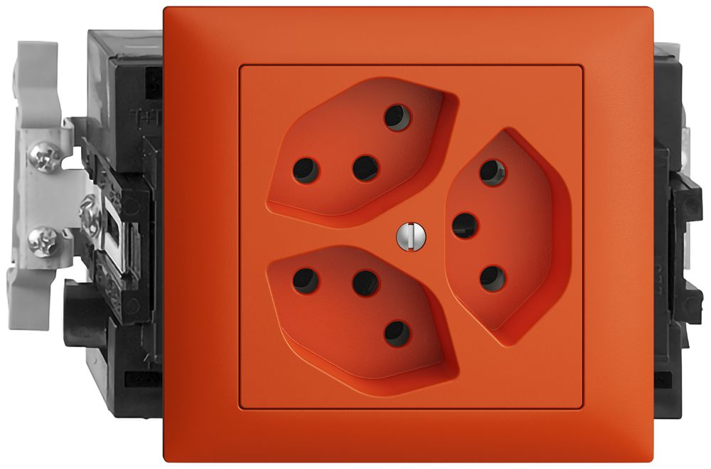 EB-Steckdose EDIZIOdue 3×T13 49…69mm Snap orange