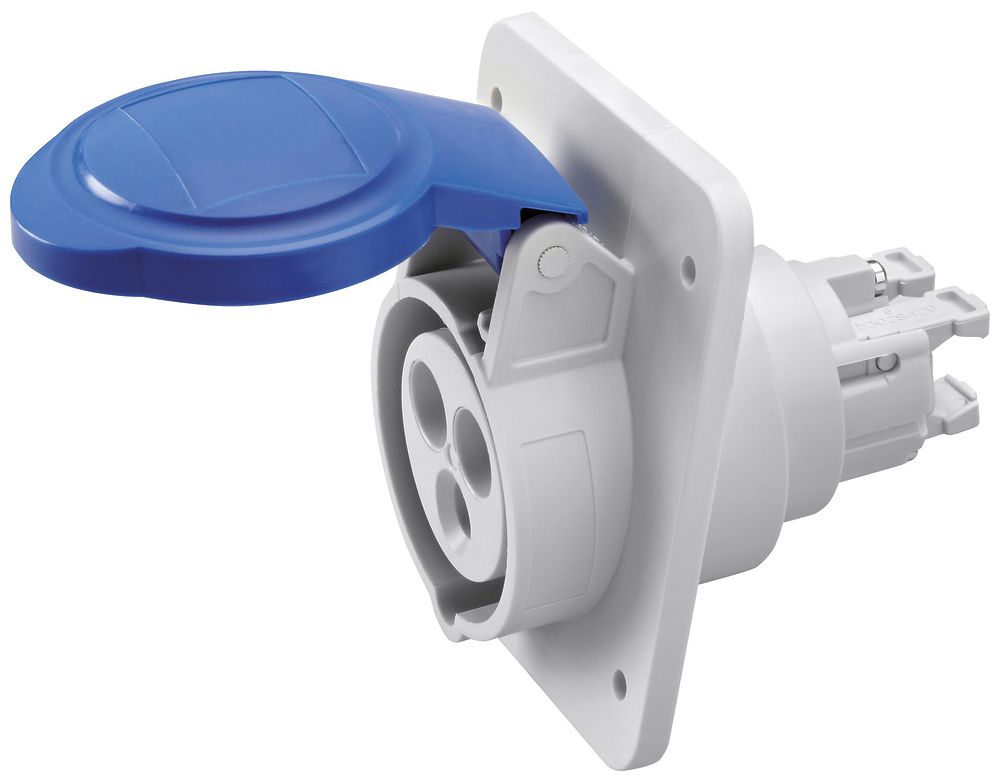 EB-Steckdose CEE GEWISS 16A IP44 3P 6h 250V Steckklemmen 85×75mm blau