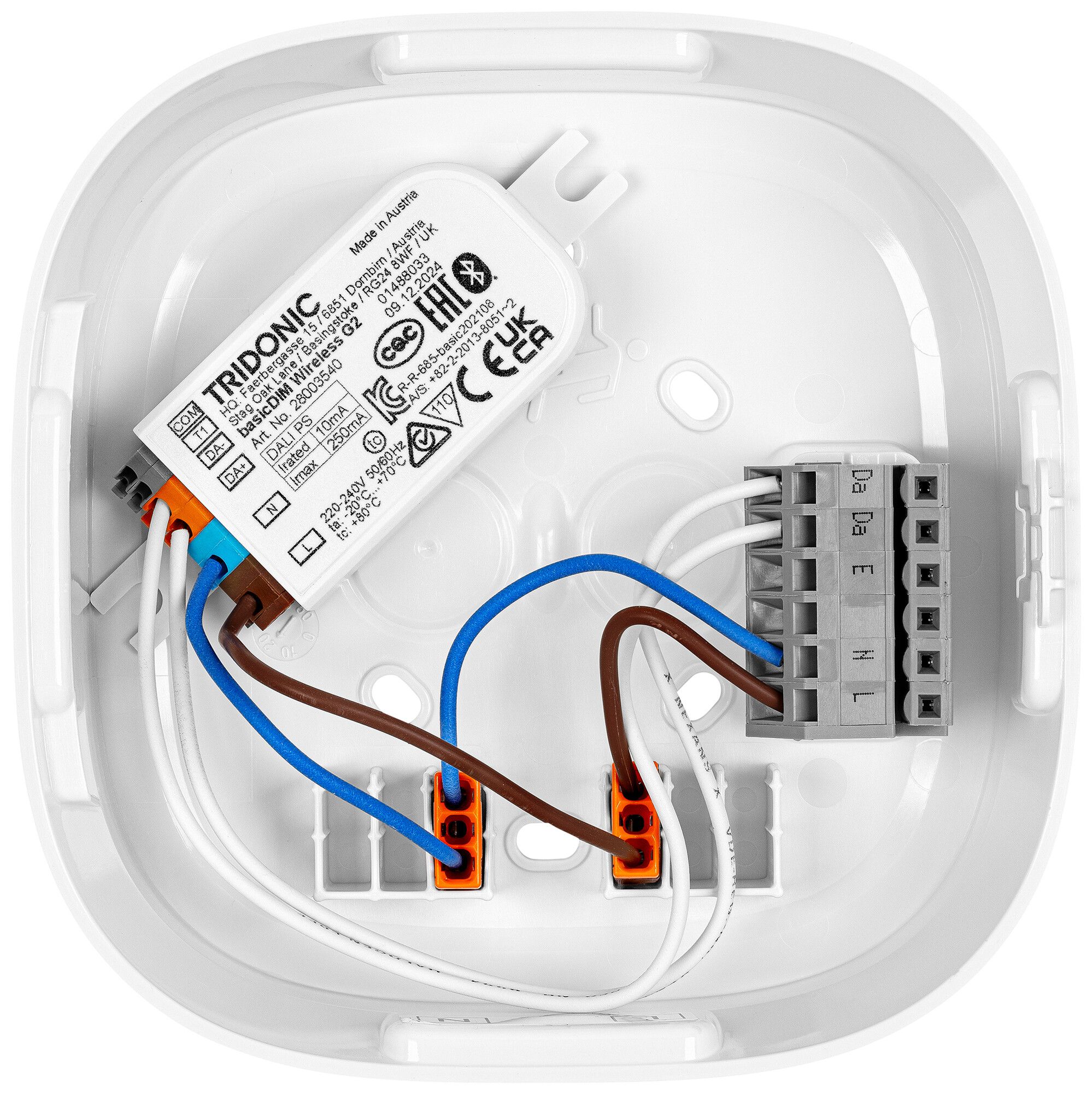 Lampada d'emergenza LED Tridonic EM R2A 6500K 3h auto-test 123×52.85mm bianco