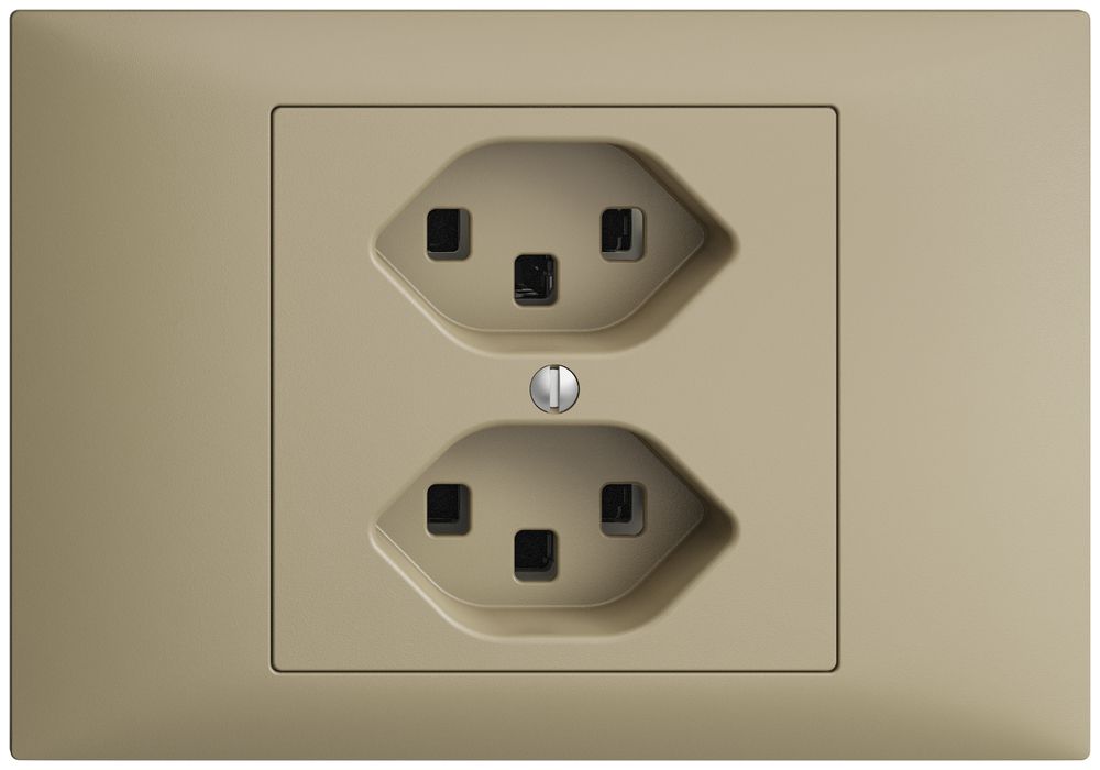 EB-Steckdose 2×T23 16A EDIZIOdue sand, mit Steckklemmen