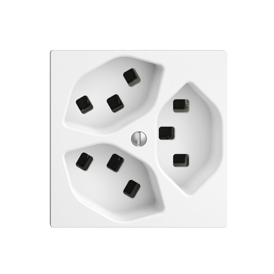 Prise EDIZIOdue 3×T23 blanc 16A, avec bornes enf.