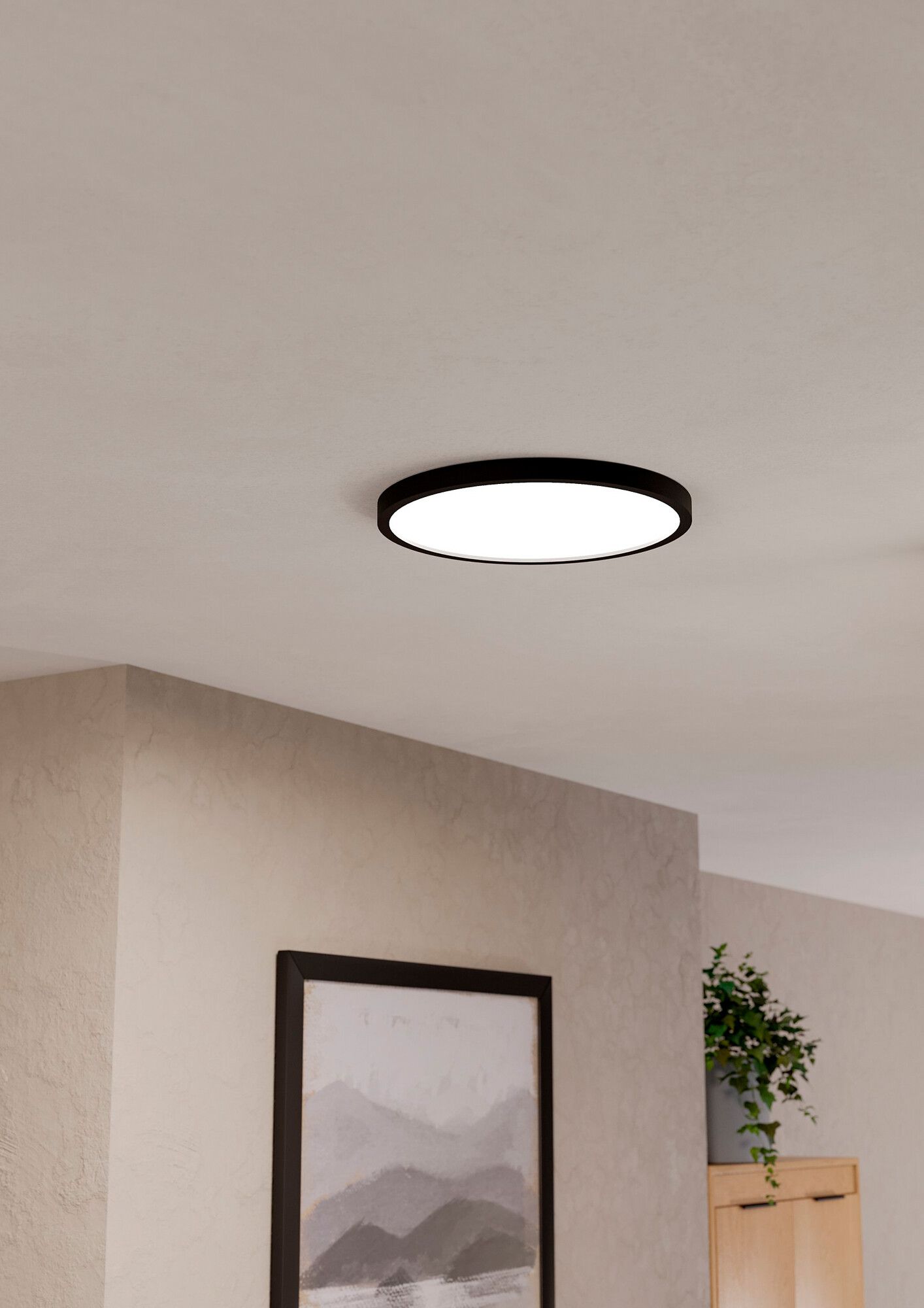 LED-Deckenleuchte Eglo FUEVA 21W 0…2850lm 2700…6500K IP44 DIM Ø389×25mm schwarz