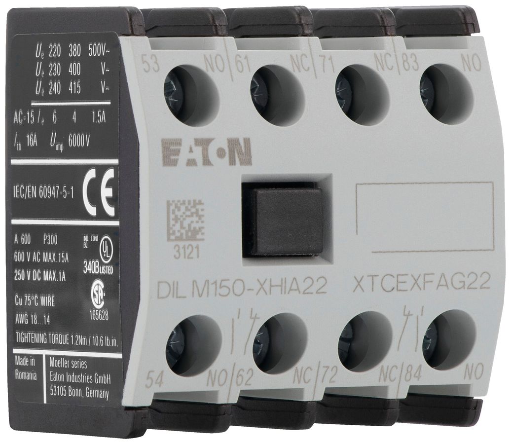Contatto ausiliare Eaton DILM150-XHIA22 2NO 2NC 6A raccordo a vite