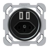 UP-USB-Ladesteckdose origin 2×USB-C 3000mA 5V mit Typ 23 schwarz