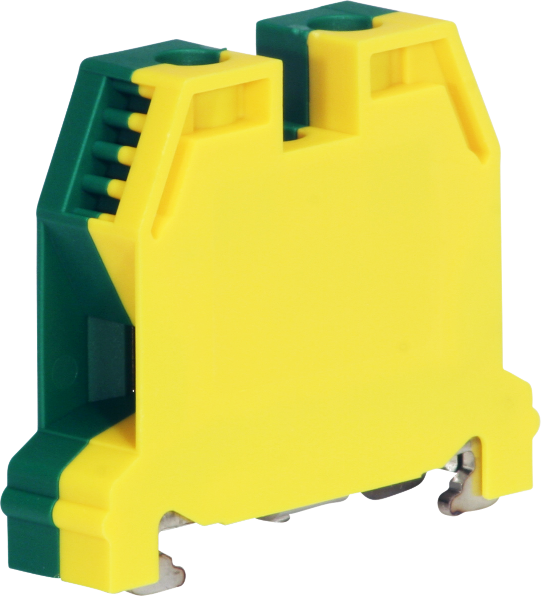Borne de terre joignable Woertz 6…16mm² vis 2×1 rail DIN 35mm vert/jaune