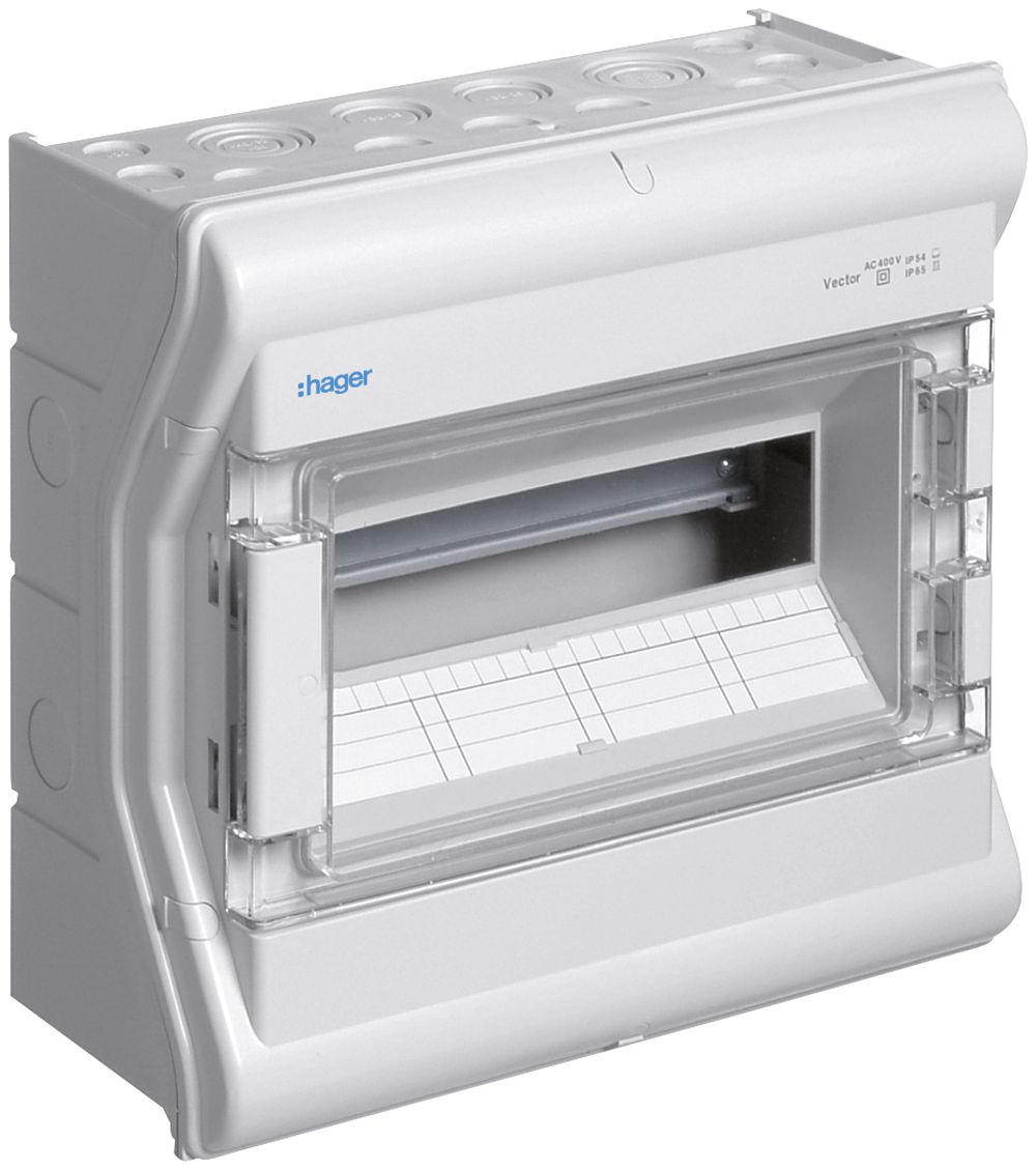 AP-Kleinverteiler Hager vector 1-reihig 12TE IP54/IP65 310×302×151mm