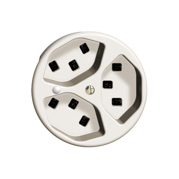 Prise FH 3×T23 16A blanc avec LED vert, bornes enf.