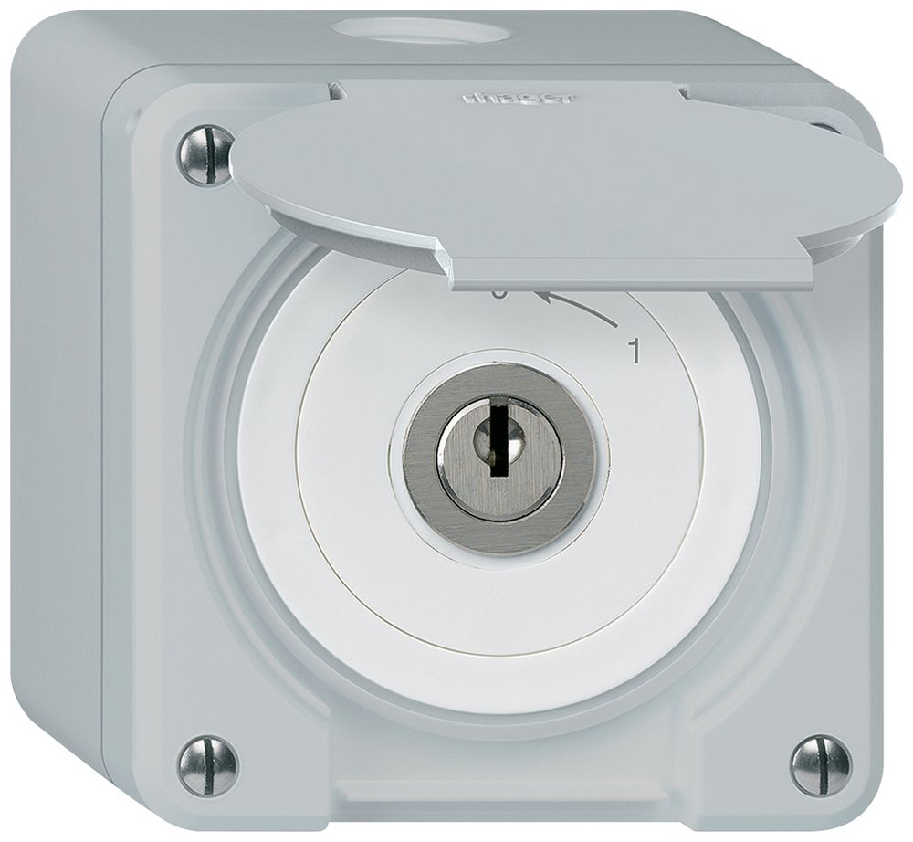 AP-Schlüsselschwenktaster robusto IP55 grau mit Deckel 2P