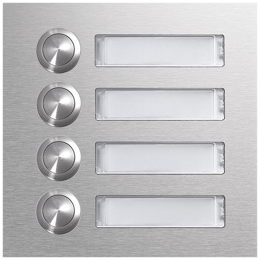 Tasterplatte Hager elcom.modesta mit LED-Namensschild, 4 Wohnungen