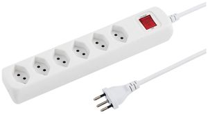 Steckdosenleiste STEBA POWER EASY 6×T13 mit Kinderschutz +Sch.1.5m weiss