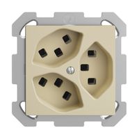 UP-Steckdose 3×T23 16A EDIZIOdue vanille, mit Steckklemmen