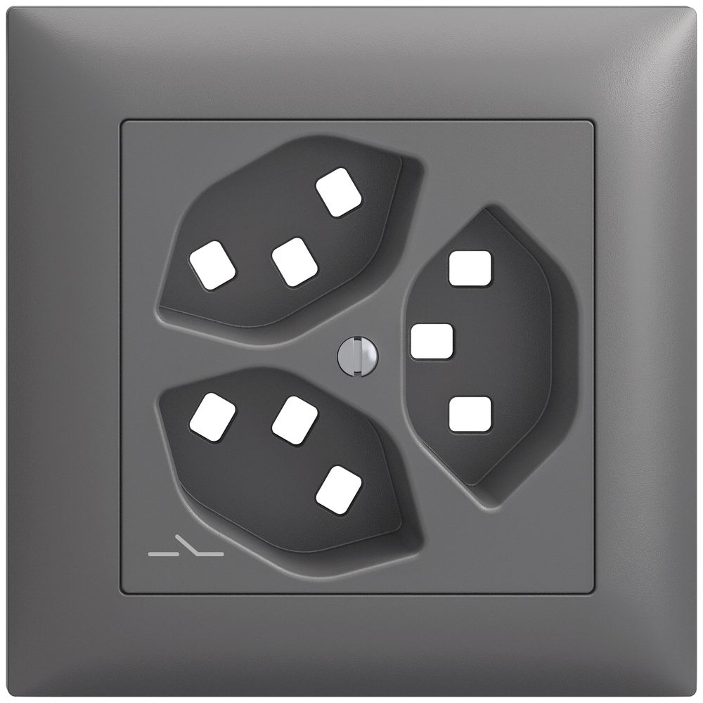 UP-Montageset Feller EDIZIOdue, für Steckdose 3×T23 1×getrennt, dunkelgrau