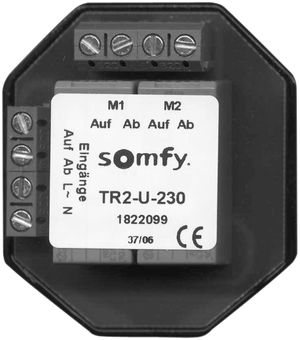 Relais de séparation INC Somfy TR2-U-230, 2-canal, 230V/8A, 52×50×22mm