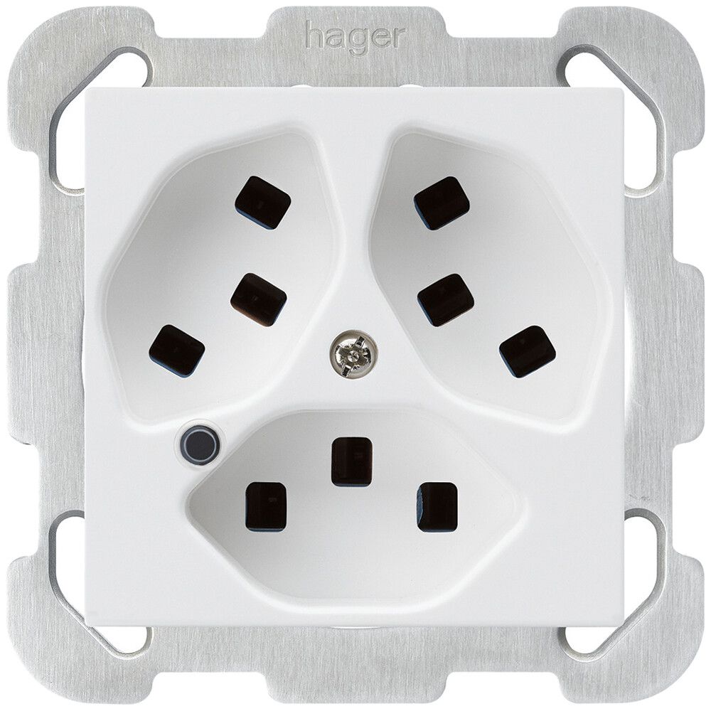 Presa INC Hager kallysto 3×T23 illuminato B bianco ultra