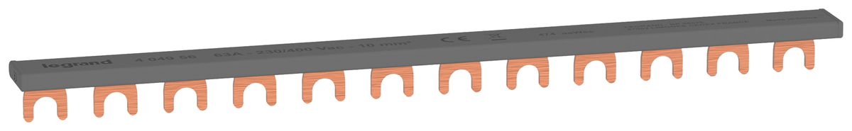 Kammschiene HX³standard 1P 1Ph Gabel 10mm² 63A 210mm grau