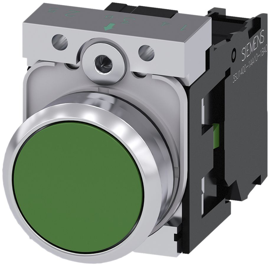 Contact à poussoir Siemens SIRIUS ACT support 1F vert métal brillant