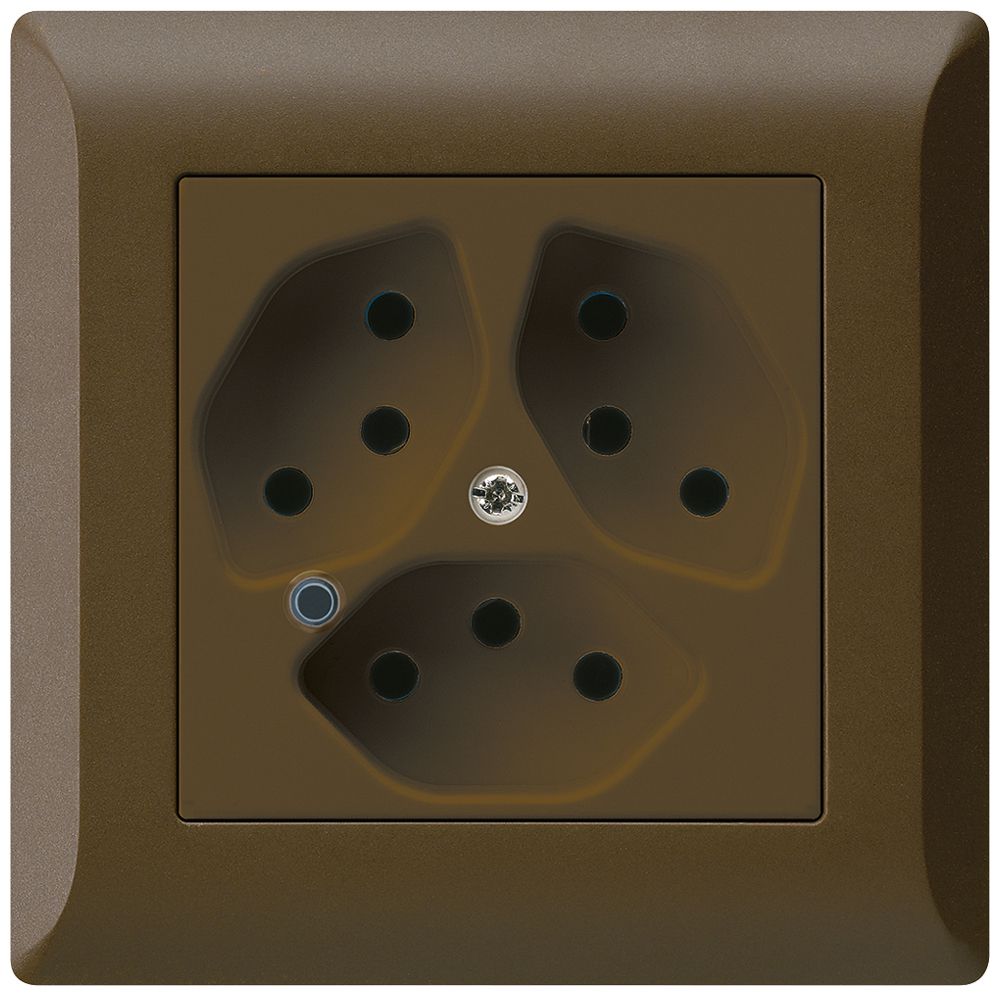 UP-Steckdose Hager kallysto.line 3×T13 beleuchtet C braun