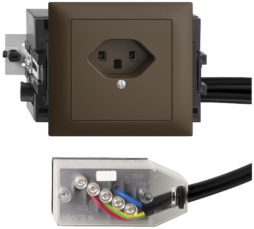 Prise INC EDIZIOdue T23 L2 coffee 49…69mm pour câble plat Technofil