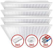 EB-LED-Leuchtenset ESYLUX CELINE-2 625×625 4×30W 827…865 17600lm opal