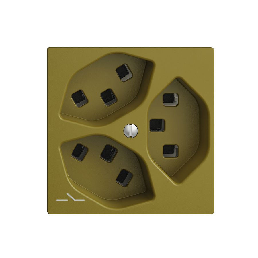 Steckdose 3×T23 Feller EDIZIOdue F, 1×getrennt, Steckklemmen, olive