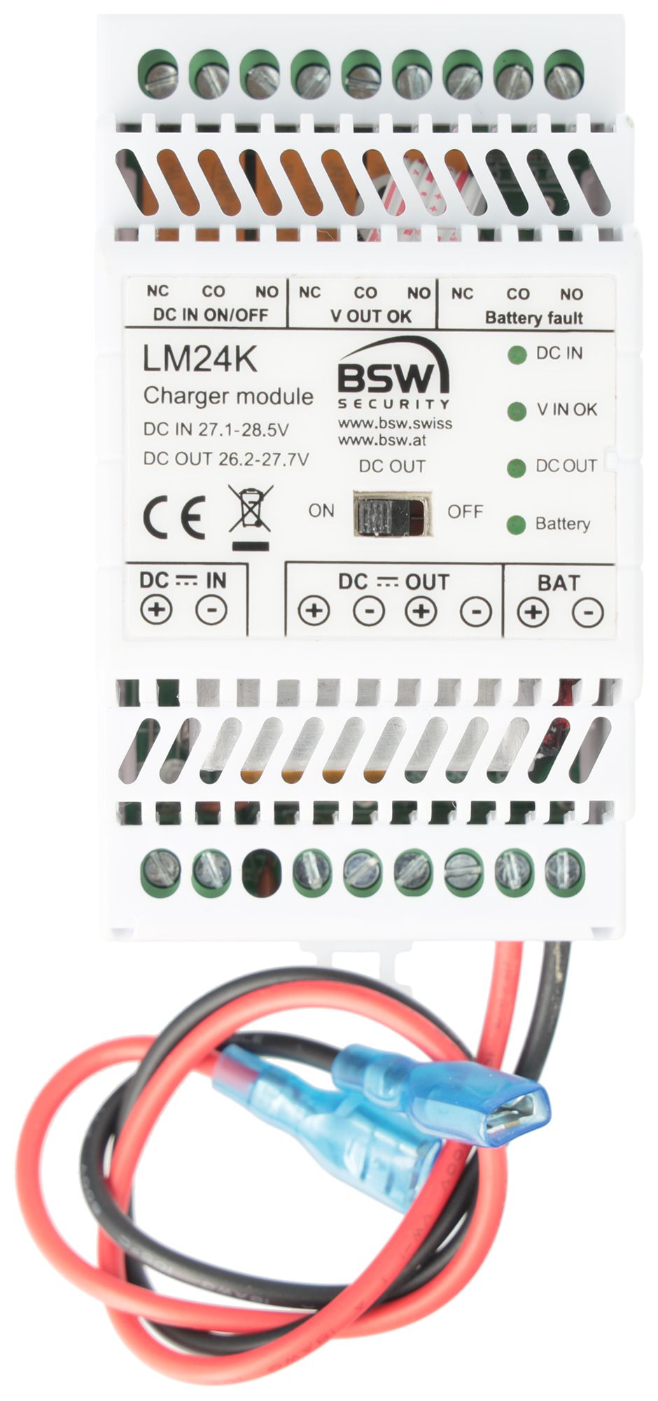 REG-Ladegerät BSW LM24K, 24VDC 100W/0.8A (max. 7Ah), 3×Überwachungskontakt, 3TE