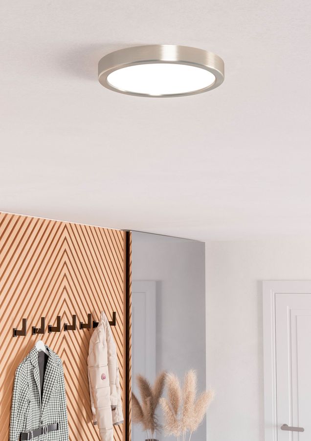 LED-Deckenleuchte Eglo FUEVA 14W 0…1400lm 2700…6500K IP44 DIM Ø211×25mm Nickel