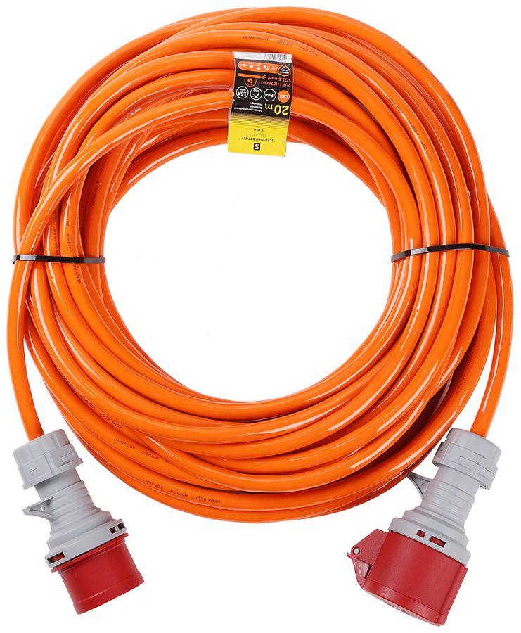 Câble de rallonge Schönenberger PUR CEE/CEE 5×2.5mm² 16A IP44 20m orange