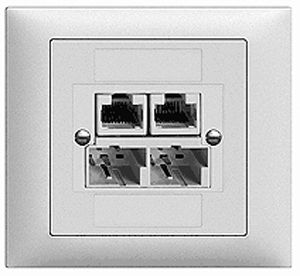 Presa INS SOHO 2×TT/2×RJ45/u sep.ITplus EDIZIOdue bianco