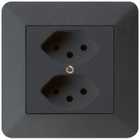 UP-Steckdose kallysto.trend 2×T13 schwarz mit Kinderschutz