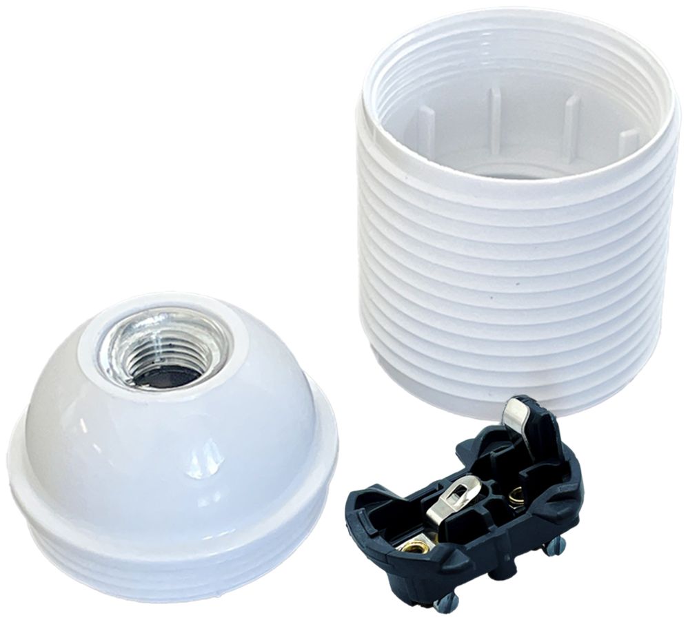 Fassung Elektrogros E27 Thermoplast Aussengewinde Ø40×55mm weiss