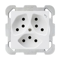 UP-Steckdose kallysto 3×T13 weiss mit Kinderschutz mit Befestigungsplatte