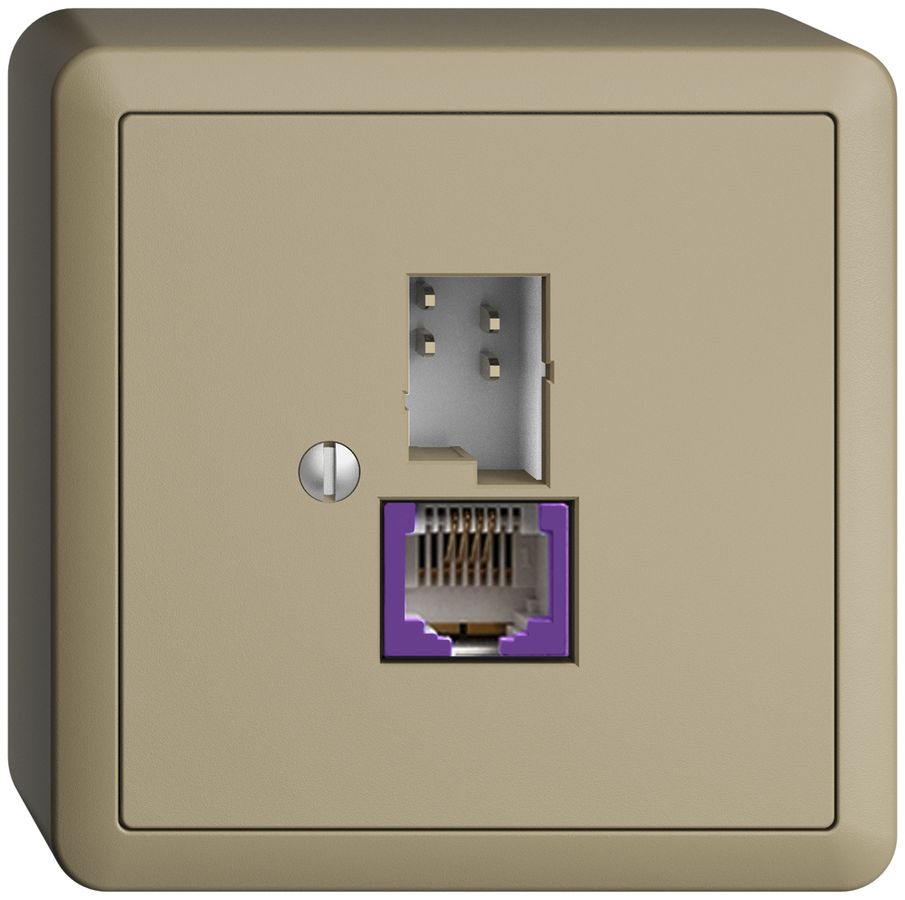 AP-Dose T+T 6P/1×RJ45 DSL-Breitband EDIZIOdue sand