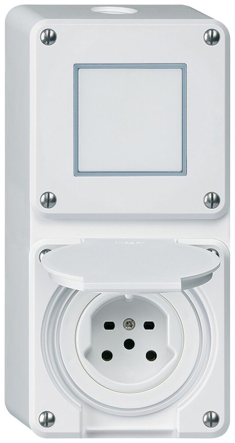 AP-Kombination Hager robusto I-I vertikal 3/1L+Typ 15, weiss