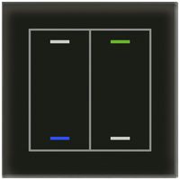 Poussoir KNX RGBW ENC MDT GTL-2T0S.02S 2t/4a temp verre noir "neutre"