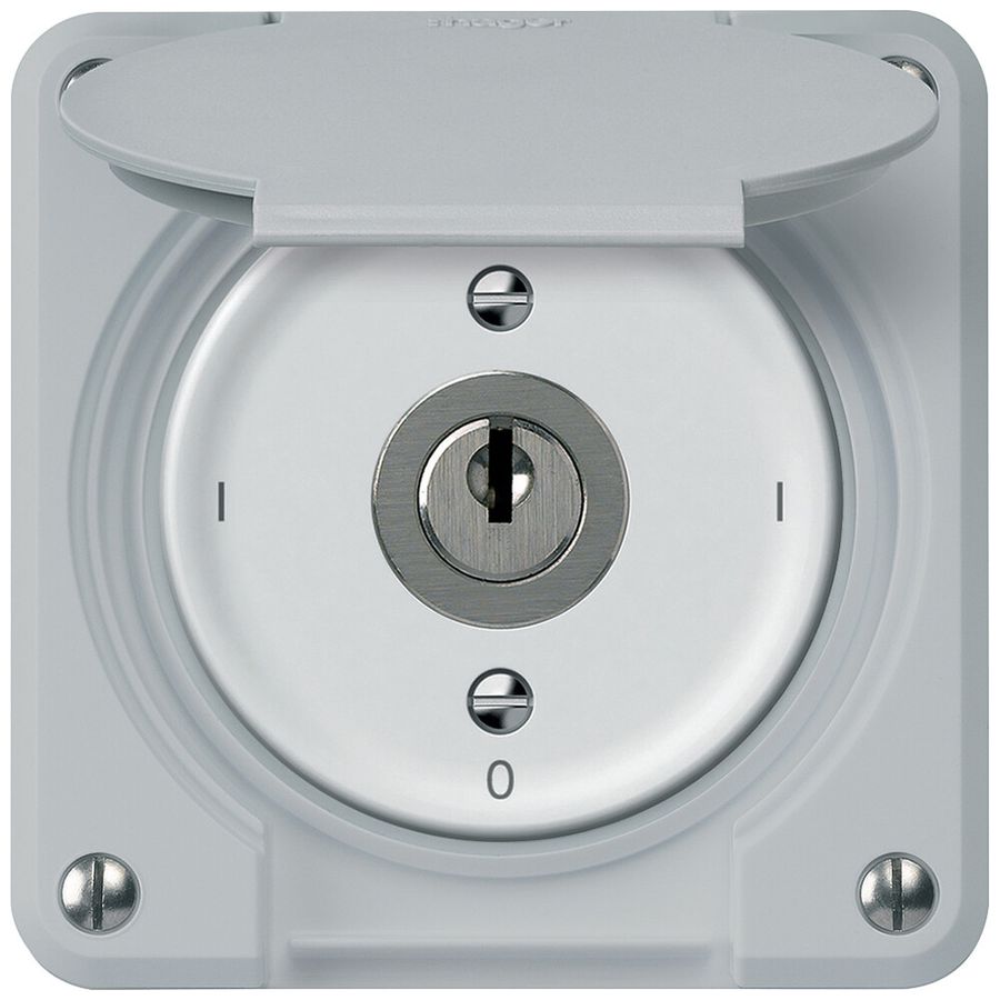 Interruttore a chiave robusto interruttore 2×1 polo 16A 250V 86×86mm grigio