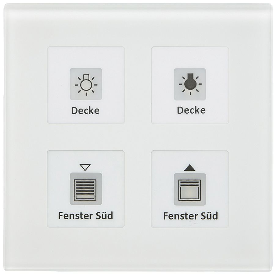 UP-Taster KNX MDT BE-GT04W.01 4T/4B LED Glas weiss