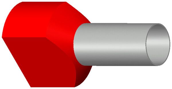 Zwillings-Aderendhülse isoliert 2×10mm² 14mm Typ DIN rot