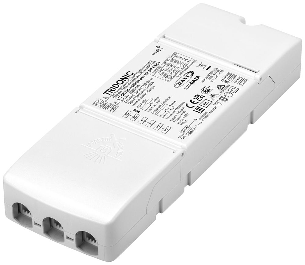 Alimentation LED Tridonic LC 40.5…58.1W 54V 750…1400mA DALI DSI VAR 200×70mm