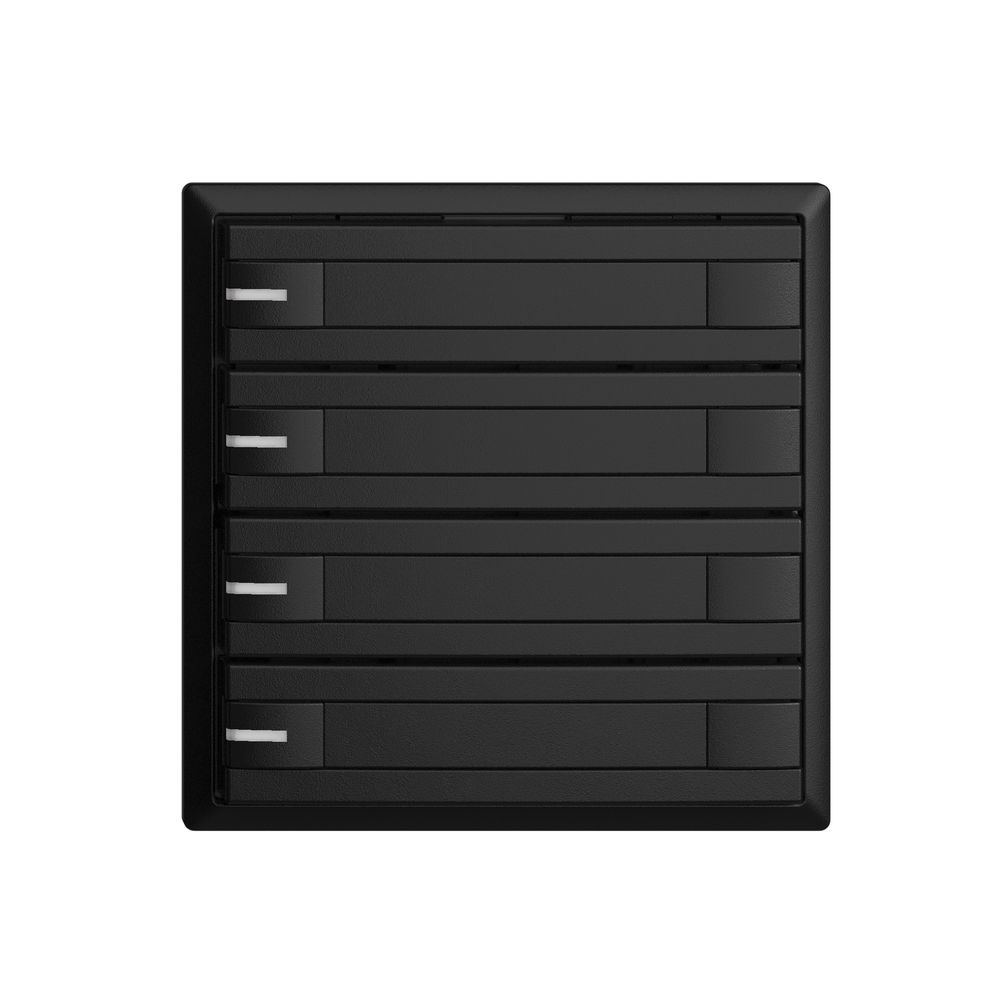 Poussoir ENC KNX 4× EDIZIOdue noir RGB avec LED avec insert papier