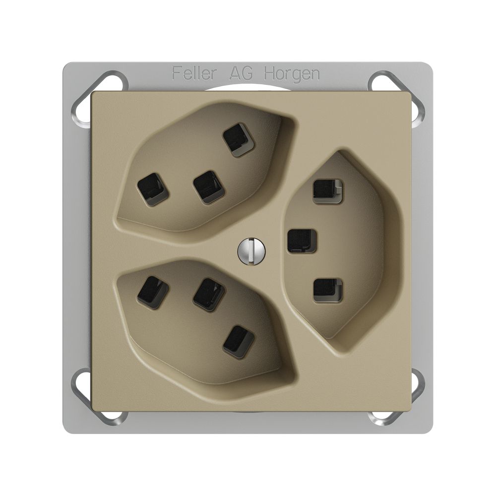EB-Steckdose 3×T23 16A EDIZIOdue sand, mit Steckklemmen