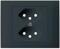 EB-Frontset kallysto f.Einbausteckdose G3 2×T13 Abdeckrahmen schraubbar schwarz