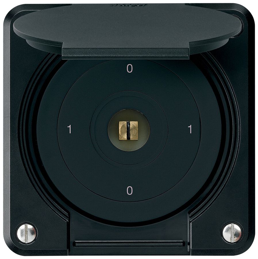 UP-Steckschlüsselschalter robusto IP55 mit Klappdeckel S0/3P schwarz Vierkant