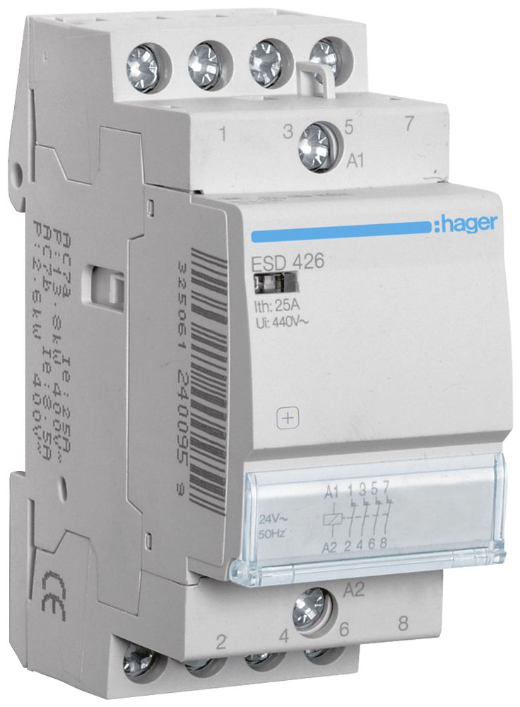 REG-Schütz Hager 24VAC 4 Öffner 25A 2TE