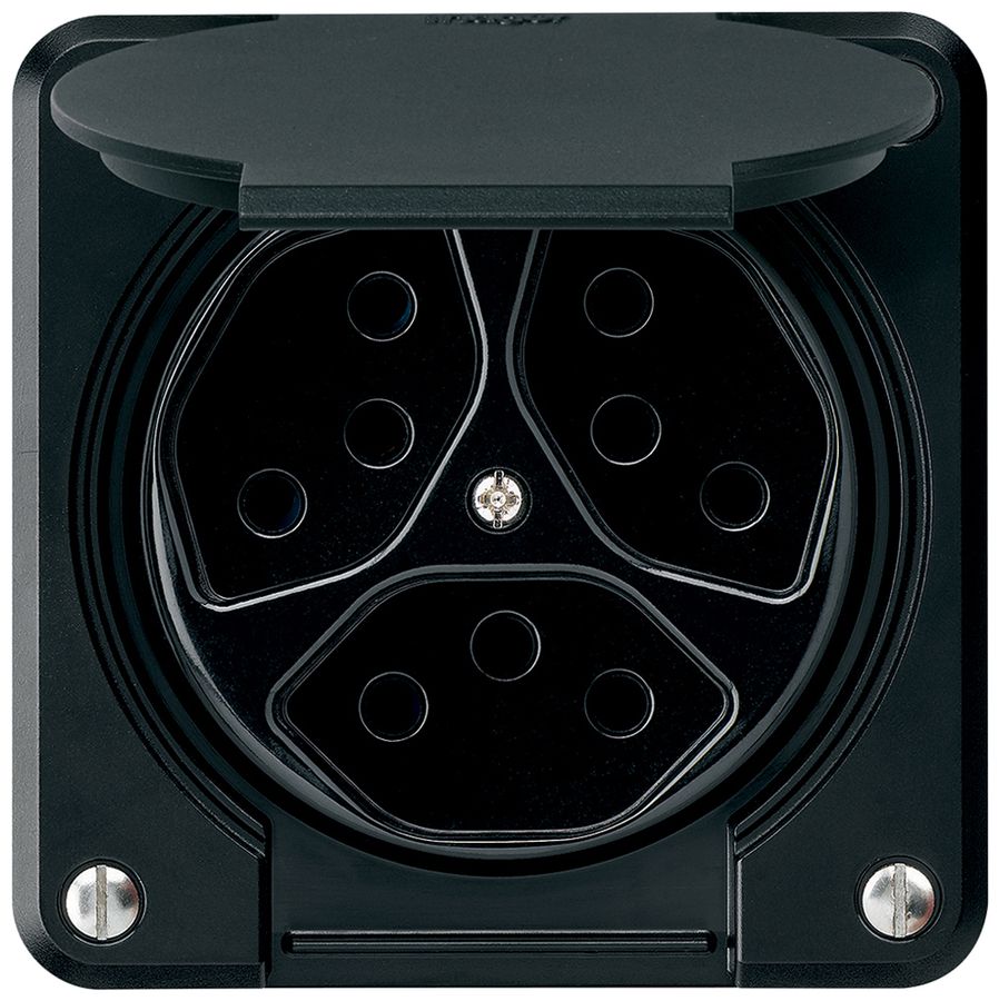 Presa INC robusto 3×tipo 13 nero per combinazione